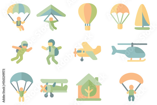 Adventure travel vector illustration set: flat style for posters and cards
