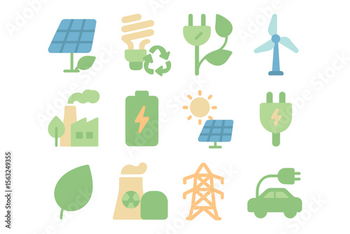 Eco energy vector illustration: renewable energy icons for sustainable design projects