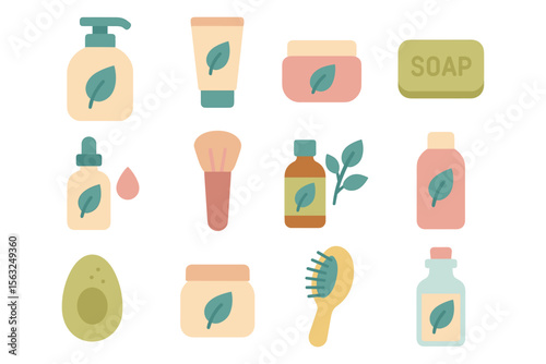 Flat beauty and skincare vector illustration for natural product design