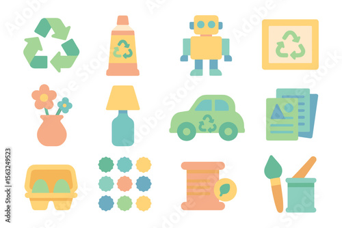 Eco-friendly icons vector illustration for sustainable living design in flat style