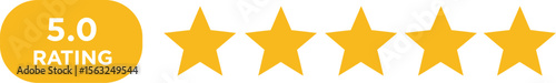 Yellow 5-Star Rating Icon with Text for App UI and Website Design