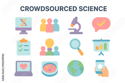Crowdsourced science vector illustration: modern flat design for educational and scientific communication