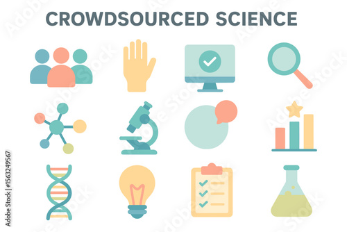 Crowdsourced science concepts vector illustration for educational design in flat style