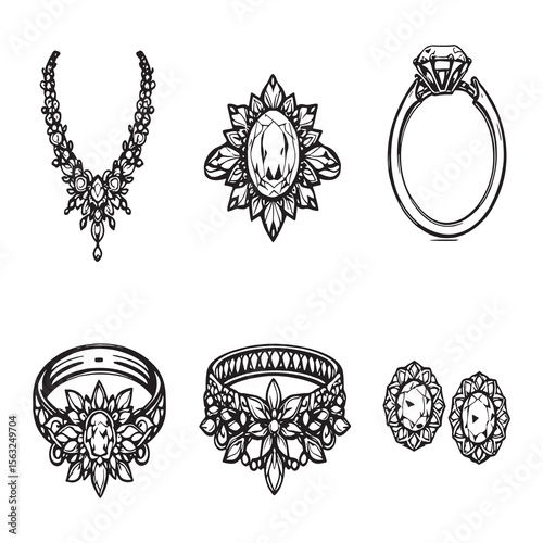 Stylish imitation jewelry thin line vector drawing concept