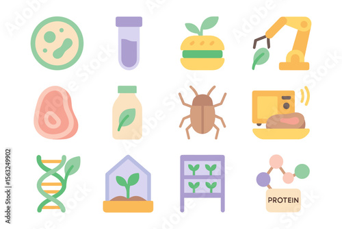 Sustainable food technology vector illustration: modern agriculture in flat style for educational design
