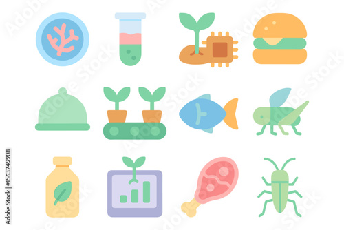 Future of food vector illustration: biotechnology and sustainability for digital design