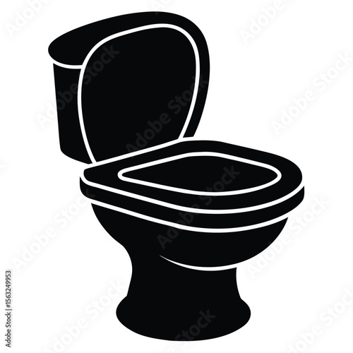 Black toilet bowl and tank silhouette bathroom plumbing