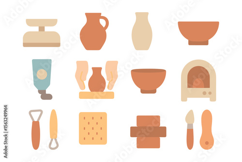Pottery craft vector illustration: flat design for creative projects