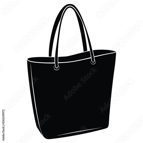 Black tote bag with white trim and handles handbag accessory
