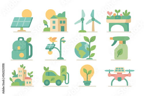 Eco-friendly solutions vector illustration for sustainable design concepts in flat style