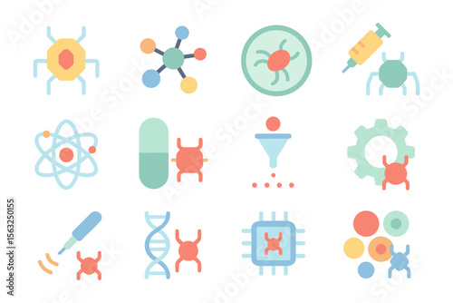Science and medicine icons vector illustration for technology and research design in flat style