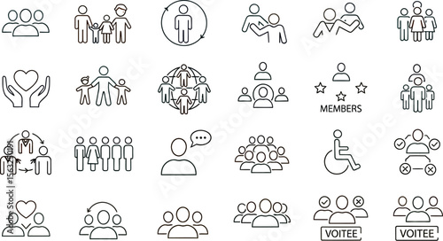 Diverse community people group vector icons for social network and teamwork
