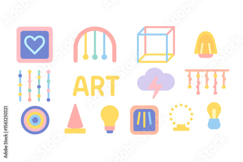 Pastel abstract design elements vector illustration for creative projects in flat style