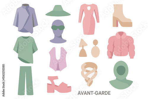 Avant-garde fashion vector illustration for design in flat style