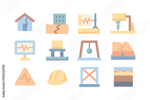 Earthquake safety vector illustration for educational material in flat style