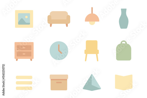 Modern home decor elements vector illustration for interior design in flat style