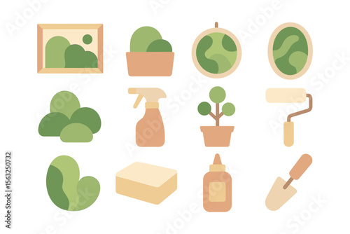 Minimalist gardening elements vector illustration for eco-themed prints and designs