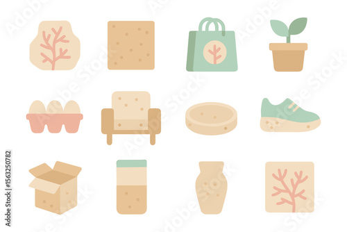 Eco-friendly lifestyle icons vector illustration: minimalist design for print, poster, flat style