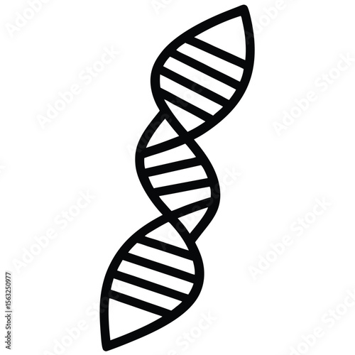 Detailed black dna double helix illustration genetics biology