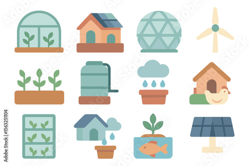 Eco-friendly living vector illustration for sustainable design projects in flat style