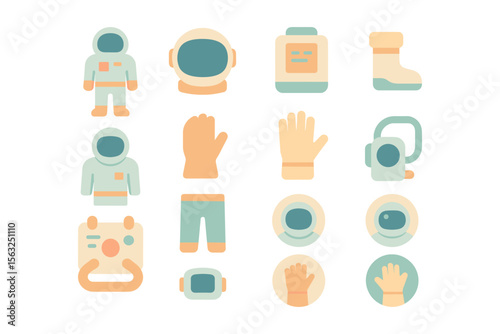 Space exploration icons vector illustration for design projects in flat style