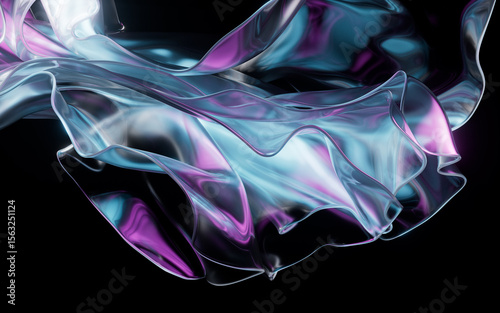 Flowing transparent multilayer cloth background, 3d rendering.