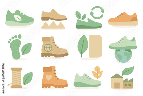 Eco-friendly footwear vector illustration — sustainable design for posters and cards in flat style