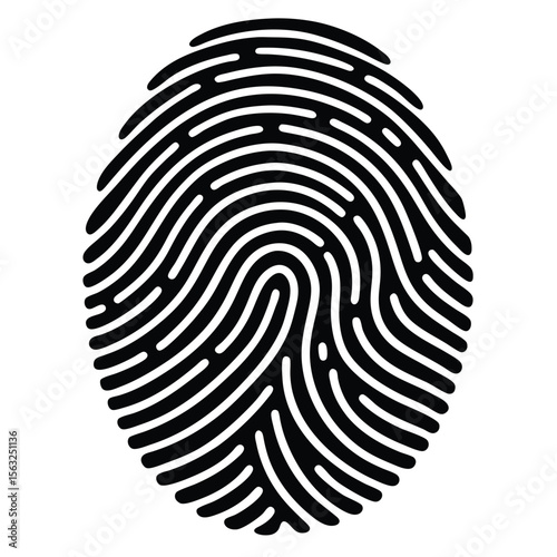 Detailed black fingerprint pattern on white background identification security