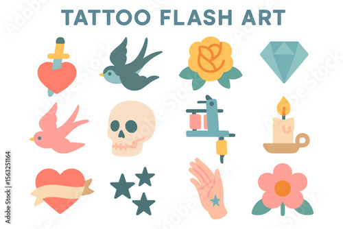 Classic tattoo flash vector illustration for design and inspiration in flat style