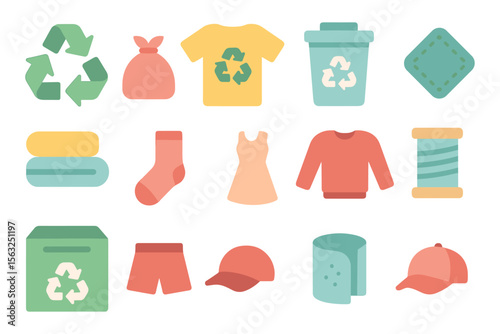 Eco-friendly fashion and recycling vector illustration for sustainable design projects in flat style