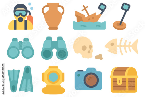 Underwater adventures: flat style vector illustration for print, poster, card