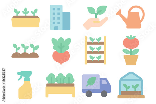 Eco-friendly urban gardening vector illustration: flat design for print and poster