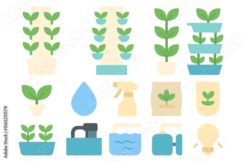 Indoor gardening tools and plants vector illustration in flat style for eco-friendly design