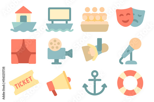 Nautical and entertainment themed flat vector illustration for design projects
