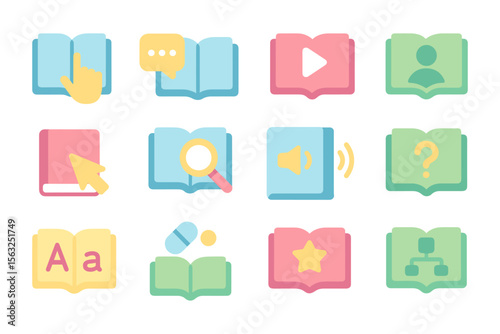 Educational resources vector illustration: flat design for learning tools and media icons