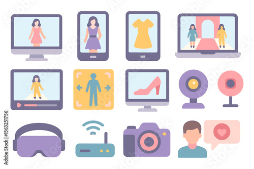 Virtual fashion and technology vector illustration for digital design, web, and print in flat style