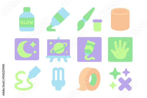 Creative art supplies vector illustration for design projects – flat style