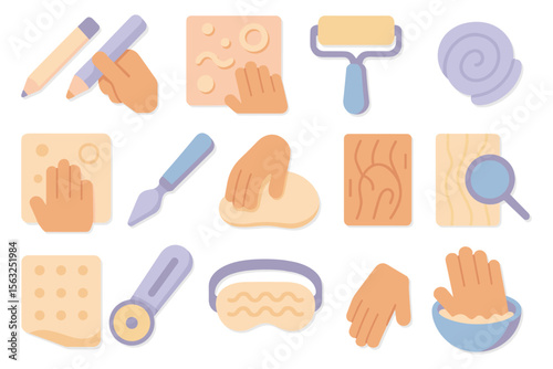 Tactile learning tools vector illustration for educational design in flat style