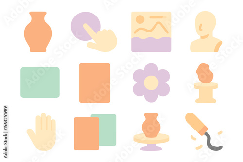 Pottery craft icons vector illustration - flat style design for artistic projects