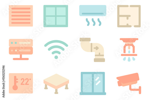 Home automation and security vector illustration set for smart living design
