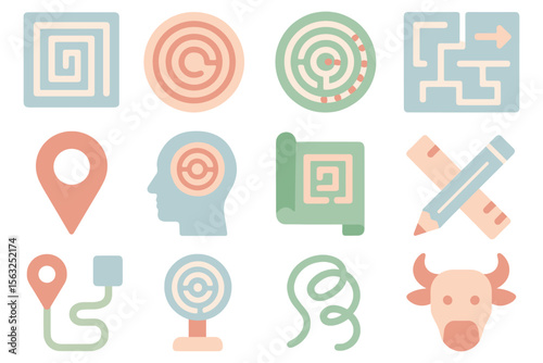 Maze puzzle vector illustration in soft colors for design projects and educational materials - flat style