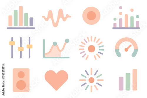 Minimalistic data visualization vector illustration for print and web design in soft pastel colors