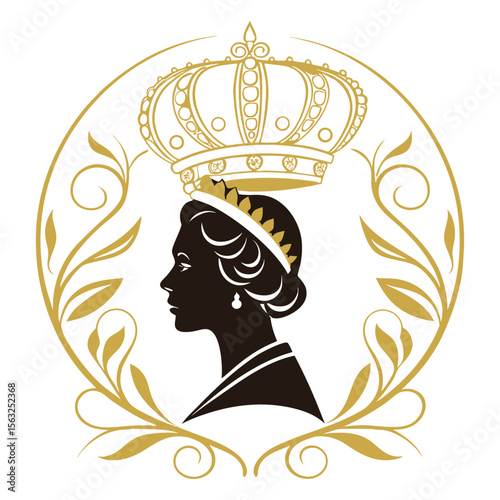 Vintage lady portrait wearing majestic royal crown vector