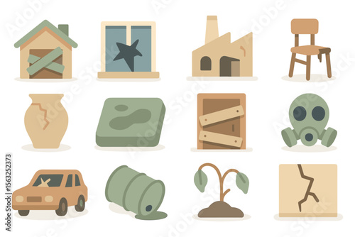 Urban decay vector illustration: post-apocalyptic design for posters in flat style