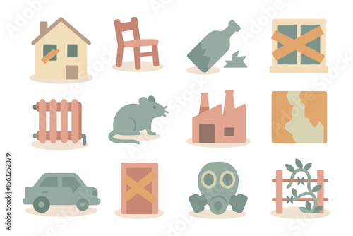 Vector illustration of urban decay and environmental issues