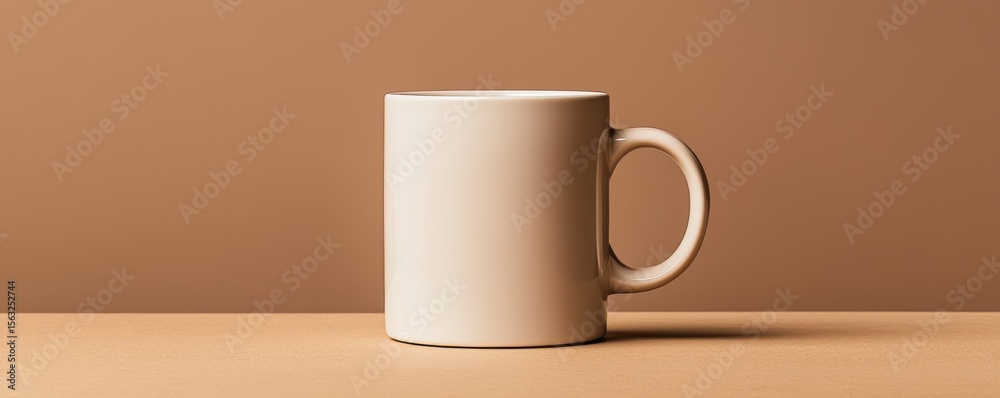 A minimalist ceramic mug on a smooth surface, perfect for branding and advertising. A minimalist ceramic mug on a smooth surface, perfect for branding and advertising.