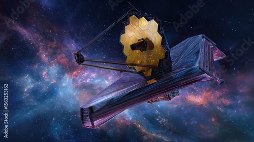 A space ship floating in the air
