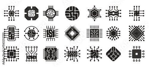  micro scheme icon cpu electrical equipment tech chip industry technology system board.
