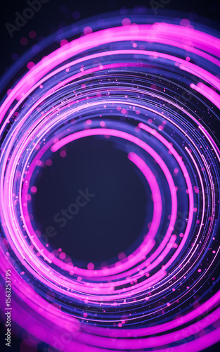 Fototapeta Naklejka Na Ścianę i Meble -  Rotating glowing purple vortex lines and particles background, 3d rendering.
