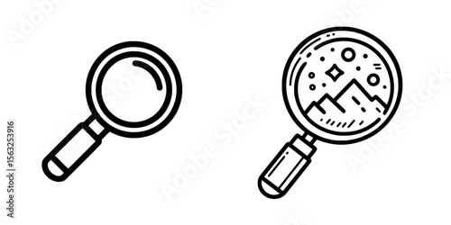 An enigmatic find is symbolized by a sleek, modern icon with a white background and a design that incorporates a minimalist line aesthetic, allowing for editable strokes